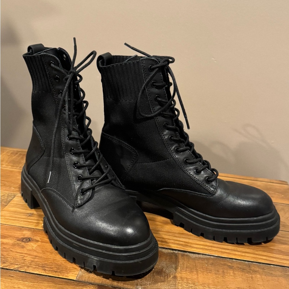 Black Lace-Up Combat Boots
